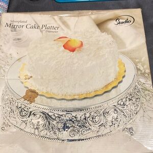 Studio Silver Mirror Cake Stand 12inch